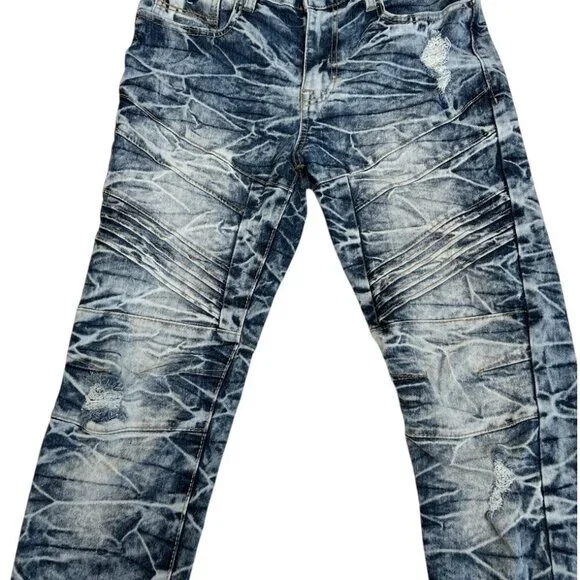 South Pole Men's Moto/Biker Skinny Dark & Acid Wash Jeans Size 30x32 - Picture 3 of 10